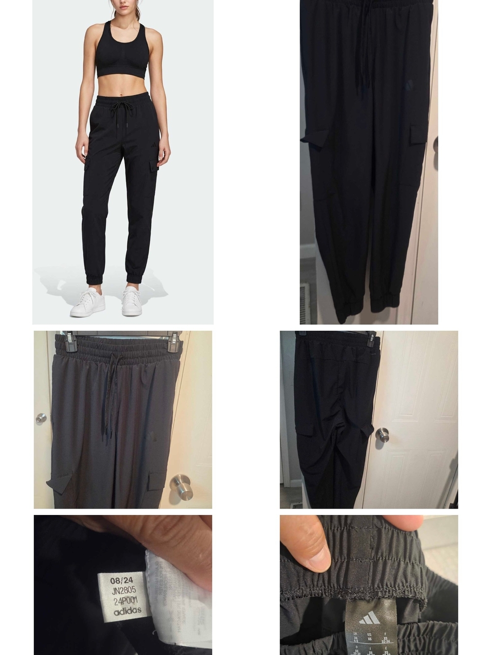 adidas Black cargo Jogger Pants with Side Pockets